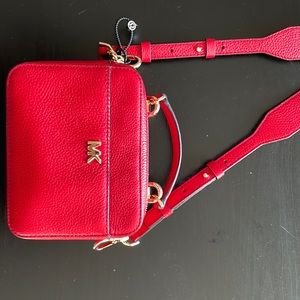 Authentic Michel Kors Red Cross Body with gold hardwear